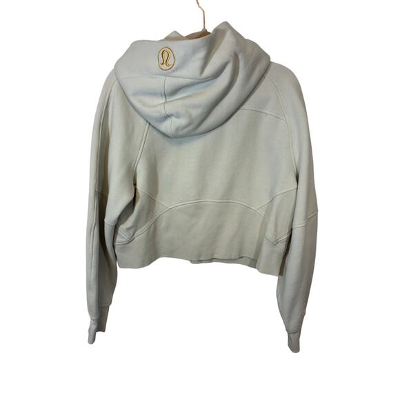 Lululemon Scuba Half-Zip Hoodie White Gold Logo EUC M/L Women's Activewear Gorp - Picture 6 of 8